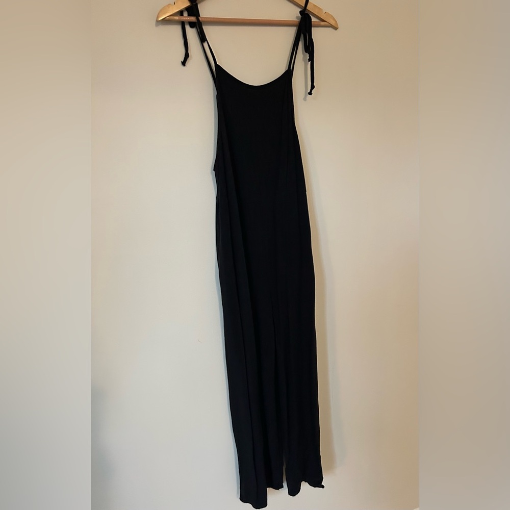 Black linen romper